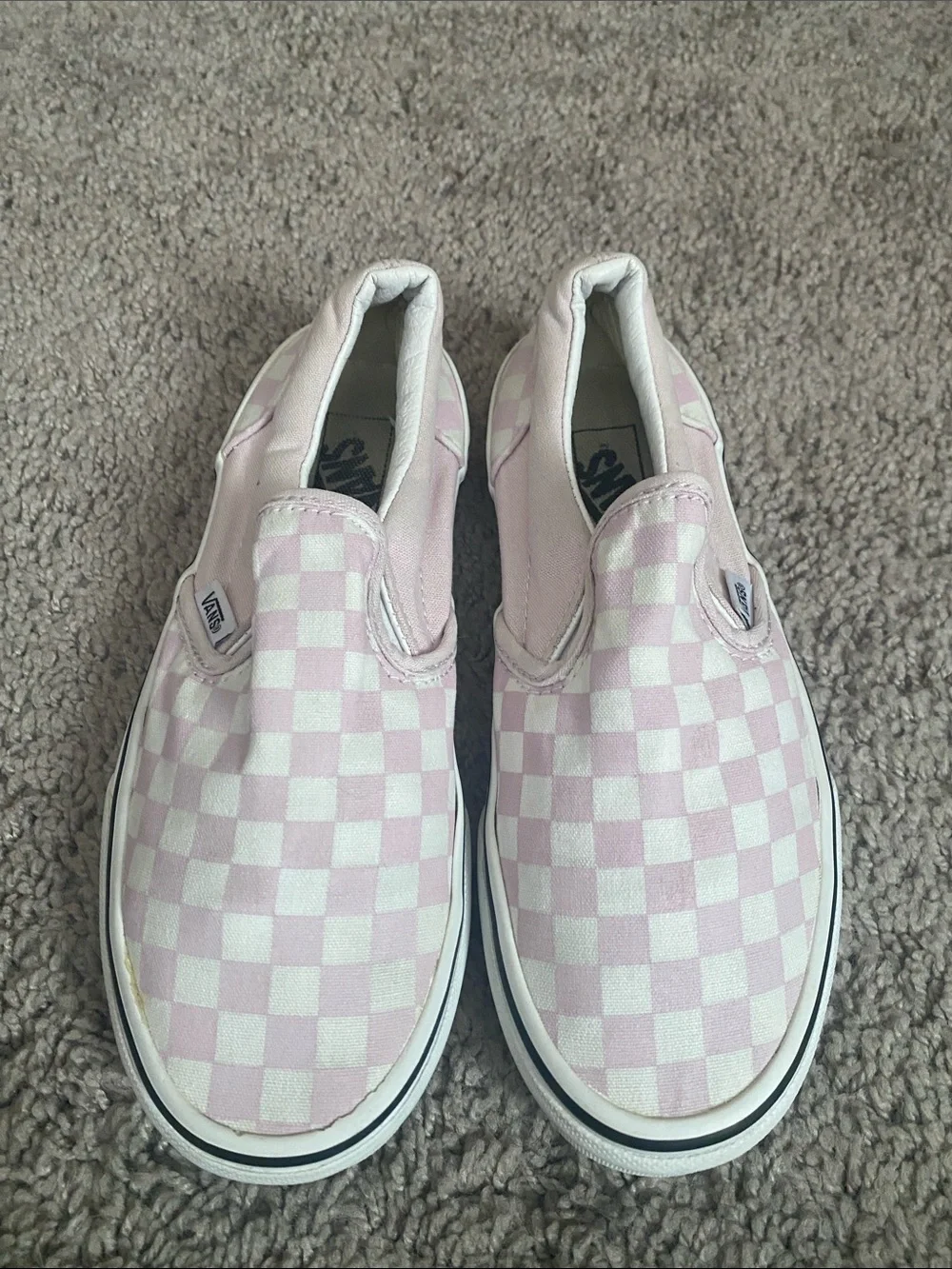 Vans off the wall low Kids Slip-On Checkerboard Sneakers - Light Pink/White
